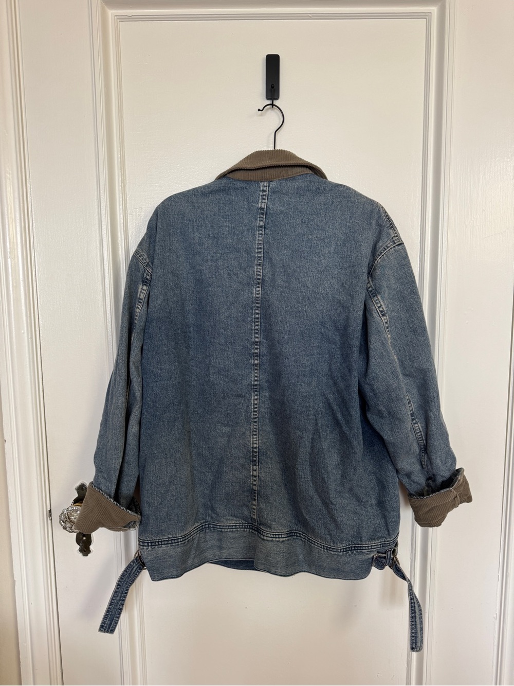 FREE PEOPLE Denim Barn Jacket with Contrast Corduroy Collar - Picture 2 of 3